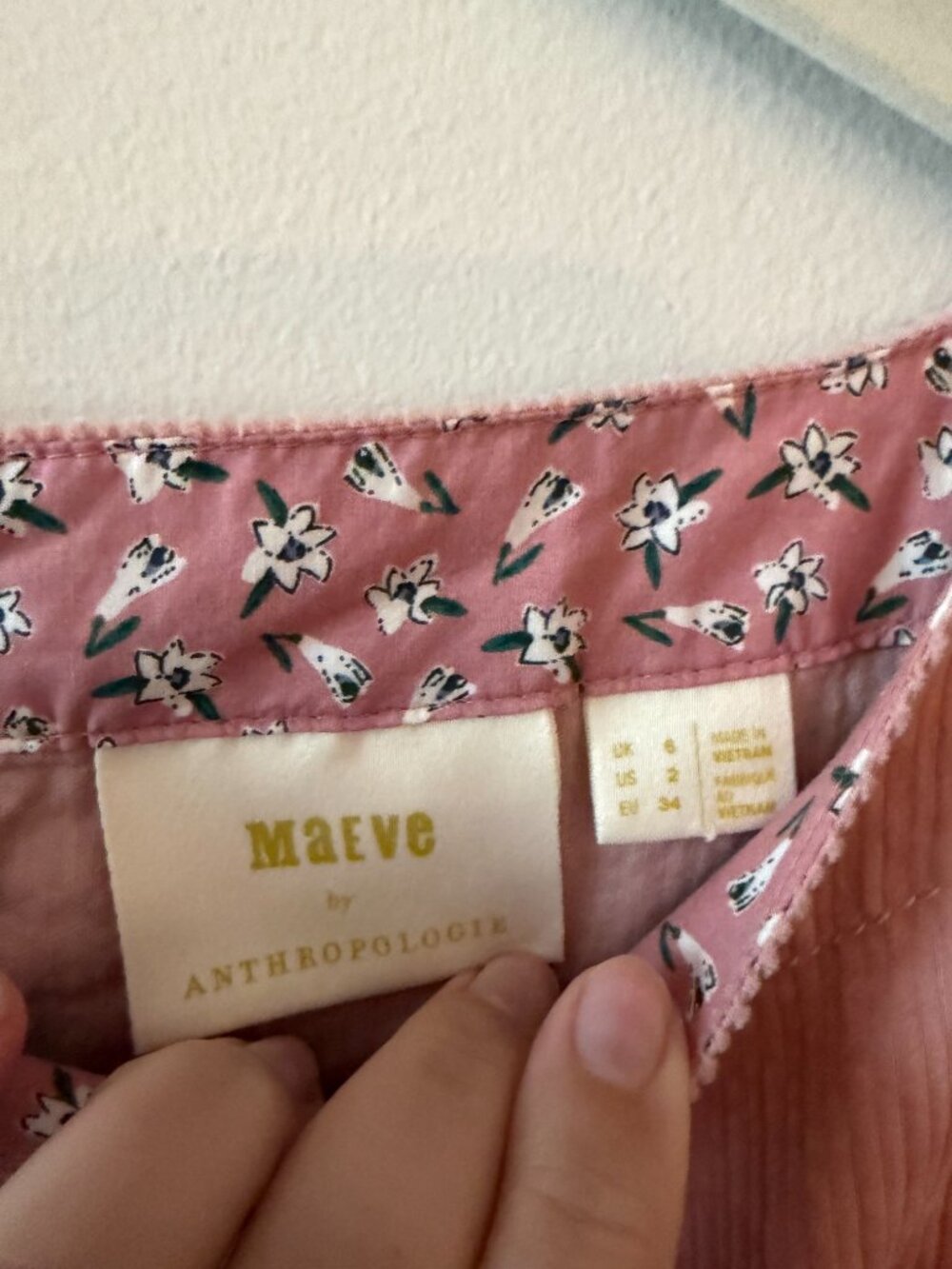 Anthropologie Maeve Pink Corduroy‎ Tessa Flounced Dress Size 2 - Picture 4 of 5
